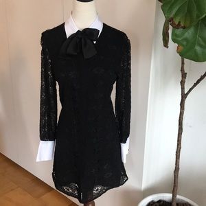 womens black dress with white collar
